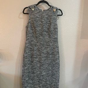 Black and White Midi Sleeveless Zipped Dress CALVIN KLEIN